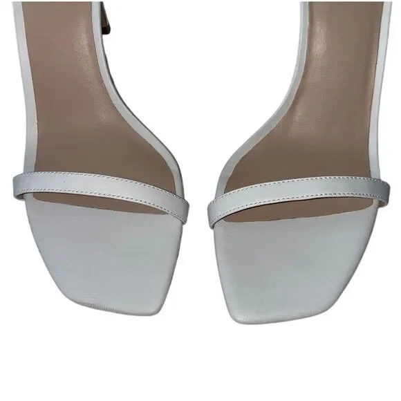Stuart Weitzman NWOB Amelina 4 inch Leather Heels SandalsWhite Leather Size 12
